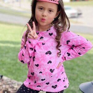 Charming Pink Heart Kids Long Sleeve Tee